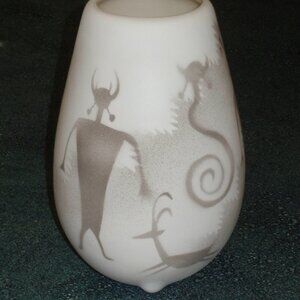 Native American Navajo Hozoni Pottery Footed Vase Ancient Shadows by Redhorse